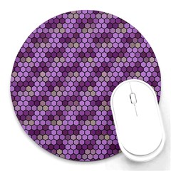 Pattern Seamless Design Decorative Hexagon Shapes Round Mousepad by Ravend