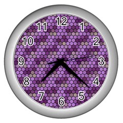 Pattern Seamless Design Decorative Hexagon Shapes Wall Clock (silver) by Ravend