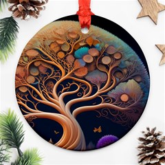 Trees Dream Art Intricate Patterns Digital Nature Ornament (round) by Ravend