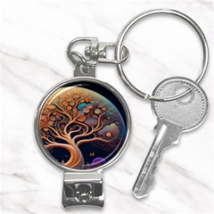 Trees Dream Art Intricate Patterns Digital Nature Nail Clippers Key Chain