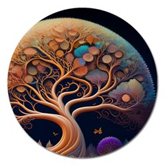 Trees Dream Art Intricate Patterns Digital Nature Magnet 5  (round) by Ravend