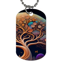 Trees Dream Art Intricate Patterns Digital Nature Dog Tag (one Side) by Ravend