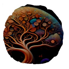 Trees Dream Art Intricate Patterns Digital Nature Large 18  Premium Round Cushions