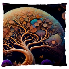 Trees Dream Art Intricate Patterns Digital Nature Large Premium Plush Fleece Cushion Case (two Sides) by Ravend