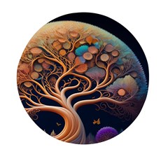 Trees Dream Art Intricate Patterns Digital Nature Mini Round Pill Box by Ravend