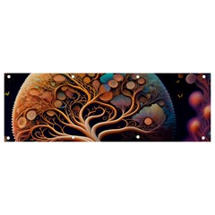 Trees Dream Art Intricate Patterns Digital Nature Banner And Sign 9  X 3  by Ravend