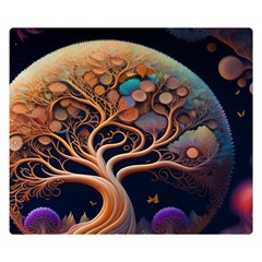 Trees Dream Art Intricate Patterns Digital Nature One Side Premium Plush Fleece Blanket (small)