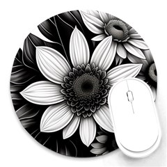 Sketch Flowers Art Background Photorealistic Round Mousepad by Ravend