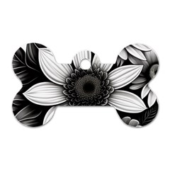 Sketch Flowers Art Background Photorealistic Dog Tag Bone (one Side)