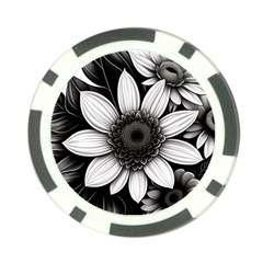 Sketch Flowers Art Background Photorealistic Poker Chip Card Guard by Ravend