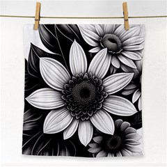 Sketch Flowers Art Background Photorealistic Face Towel by Ravend