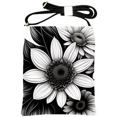 Sketch Flowers Art Background Photorealistic Shoulder Sling Bag by Ravend