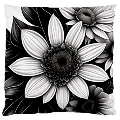 Sketch Flowers Art Background Photorealistic Large Cushion Case (two Sides) by Ravend