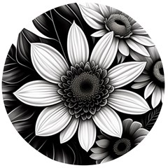 Sketch Flowers Art Background Photorealistic Wooden Bottle Opener (round) by Ravend