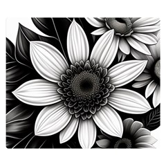 Sketch Flowers Art Background Photorealistic One Side Premium Plush Fleece Blanket (small) by Ravend