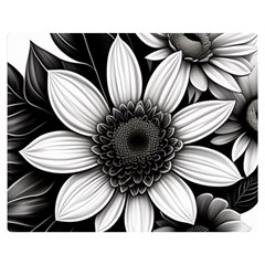 Sketch Flowers Art Background Photorealistic One Side Premium Plush Fleece Blanket (medium)