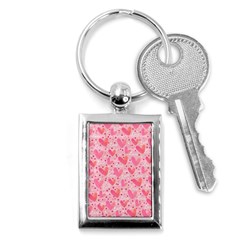 Valentine Romantic Love Watercolor Pink Pattern Texture Key Chain (rectangle) by Ravend