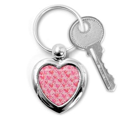 Valentine Romantic Love Watercolor Pink Pattern Texture Key Chain (heart) by Ravend