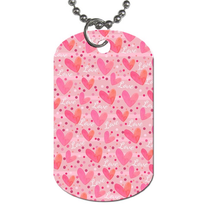 Valentine Romantic Love Watercolor Pink Pattern Texture Dog Tag (Two Sides)