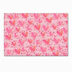 Valentine Romantic Love Watercolor Pink Pattern Texture Postcards 5  X 7  (pkg Of 10) by Ravend