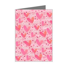 Valentine Romantic Love Watercolor Pink Pattern Texture Mini Greeting Card