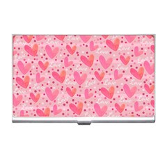 Valentine Romantic Love Watercolor Pink Pattern Texture Business Card Holder by Ravend