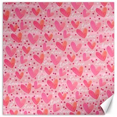 Valentine Romantic Love Watercolor Pink Pattern Texture Canvas 12  X 12  by Ravend