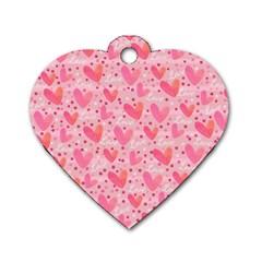 Valentine Romantic Love Watercolor Pink Pattern Texture Dog Tag Heart (one Side) by Ravend