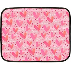 Valentine Romantic Love Watercolor Pink Pattern Texture Fleece Blanket (mini) by Ravend