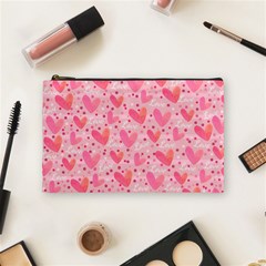 Valentine Romantic Love Watercolor Pink Pattern Texture Cosmetic Bag (medium) by Ravend