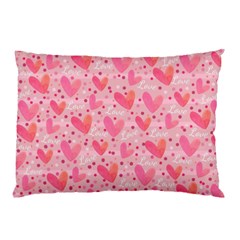 Valentine Romantic Love Watercolor Pink Pattern Texture Pillow Case (two Sides) by Ravend