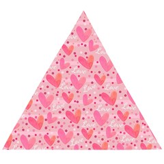 Valentine Romantic Love Watercolor Pink Pattern Texture Wooden Puzzle Triangle by Ravend