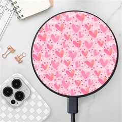 Valentine Romantic Love Watercolor Pink Pattern Texture Wireless Fast Charger(black)