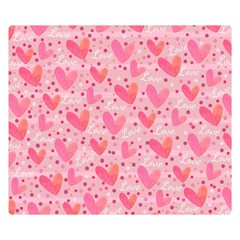 Valentine Romantic Love Watercolor Pink Pattern Texture One Side Premium Plush Fleece Blanket (small)