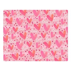 Valentine Romantic Love Watercolor Pink Pattern Texture One Side Premium Plush Fleece Blanket (large)