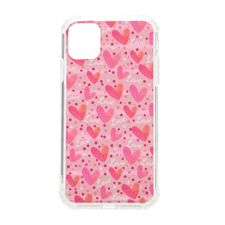 Valentine Romantic Love Watercolor Pink Pattern Texture iPhone 11 TPU UV Print Case