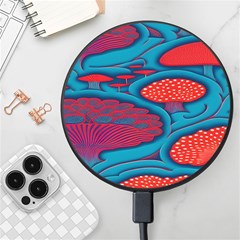 Vintage Ornate Mushroom Leafage Wallpaper Wireless Fast Charger(black)