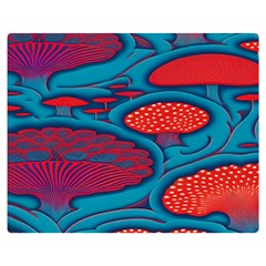 Vintage Ornate Mushroom Leafage Wallpaper One Side Premium Plush Fleece Blanket (medium) by Ravend