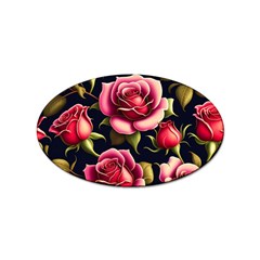 Roses Flowers Pattern Background Sticker (oval) by Ravend