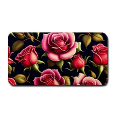 Roses Flowers Pattern Background Medium Bar Mat by Ravend