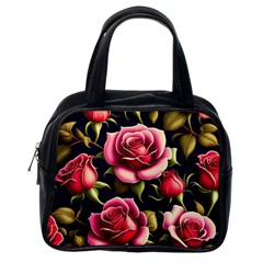 Roses Flowers Pattern Background Classic Handbag (one Side) by Ravend