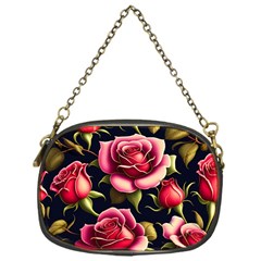 Roses Flowers Pattern Background Chain Purse (one Side) by Ravend