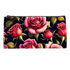 Roses Flowers Pattern Background Pencil Case by Ravend