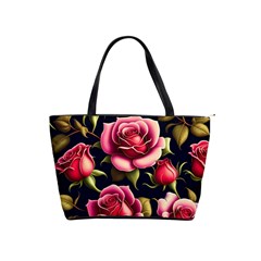 Roses Flowers Pattern Background Classic Shoulder Handbag by Ravend