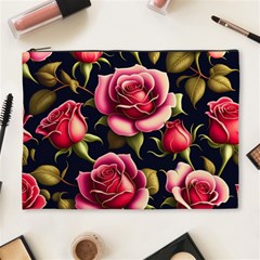 Roses Flowers Pattern Background Cosmetic Bag (xl) by Ravend