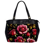 Roses Flowers Pattern Background Oversize Office Handbag Front