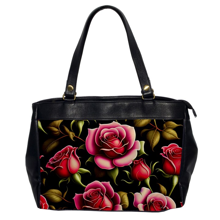 Roses Flowers Pattern Background Oversize Office Handbag