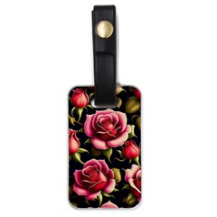 Roses Flowers Pattern Background Luggage Tag (one Side) by Ravend