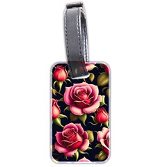 Roses Flowers Pattern Background Luggage Tag (two Sides) by Ravend