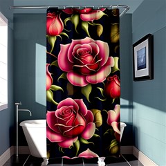 Roses Flowers Pattern Background Shower Curtain 36  X 72  (stall)  by Ravend